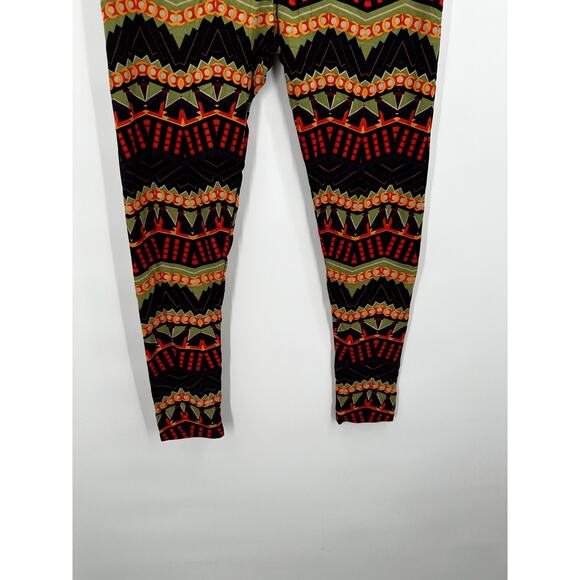 Tall & Curvy Leggings Womens Black Olive Red Aztec Print Stretch Pants Yoga - Picture 3 of 12